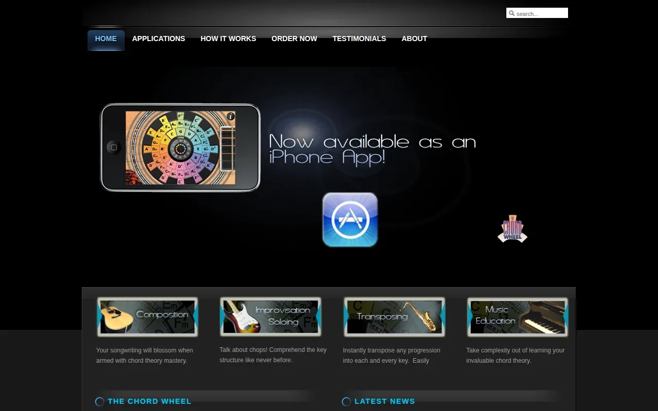Screenshot of the The Chord Wheel by Clockworks Music website