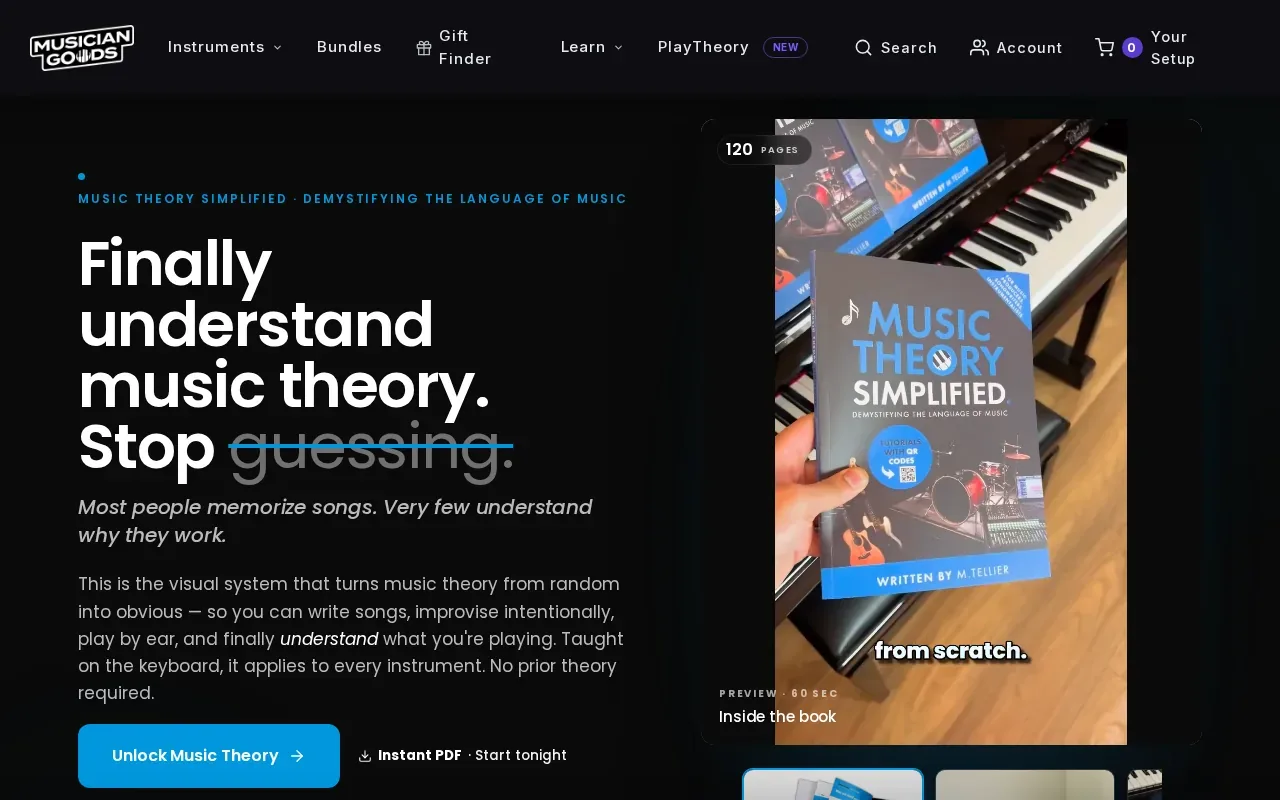 Screenshot of the Music Theory Simplified by Musician Goods website